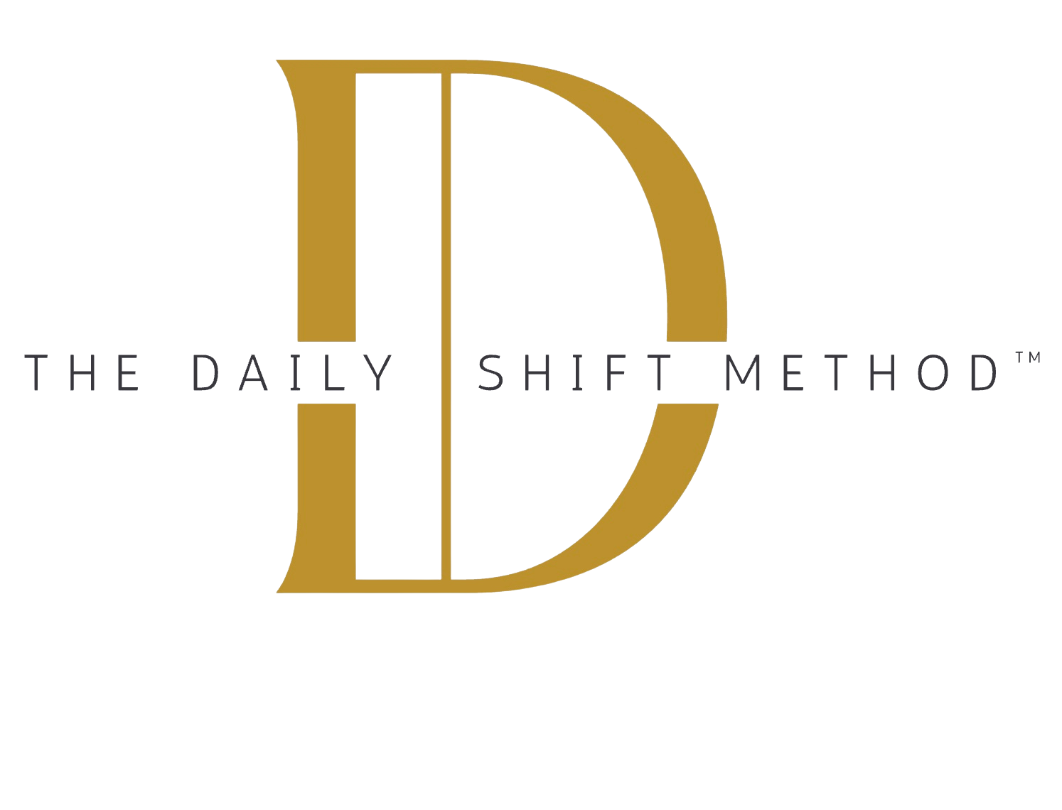 Elegant logo featuring a large gold 'D' with text around it.