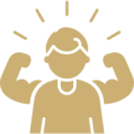 Illustration of a strong, confident person flexing muscles.
